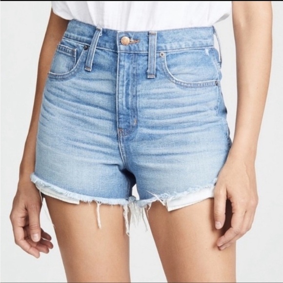 Madewell Perfect Step Hem Denim Shorts High Rise Size 26 - Picture 1 of 4
